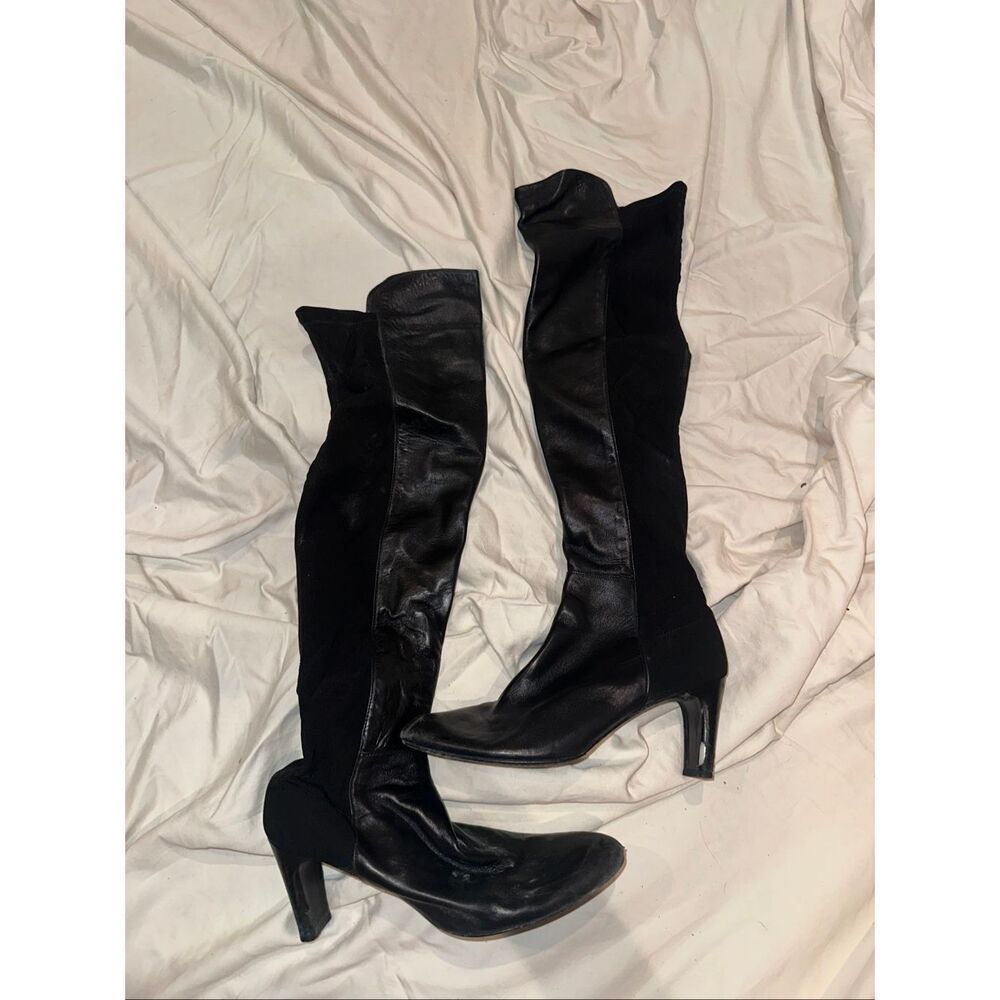 Stuart Weitzman made in Spain size 7.5 black women heel boots